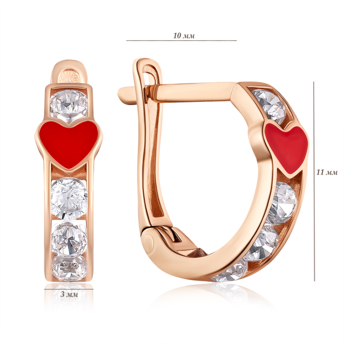 Золотые серьги с эмалью и фианитами. Артикул P-1602-E/01/1675