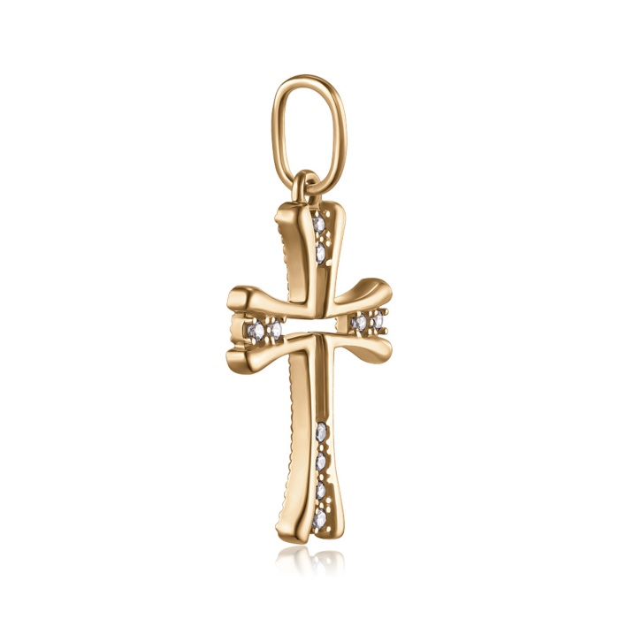 Золотий хрестик з фіанітами. Артикул P-163-P/01/1