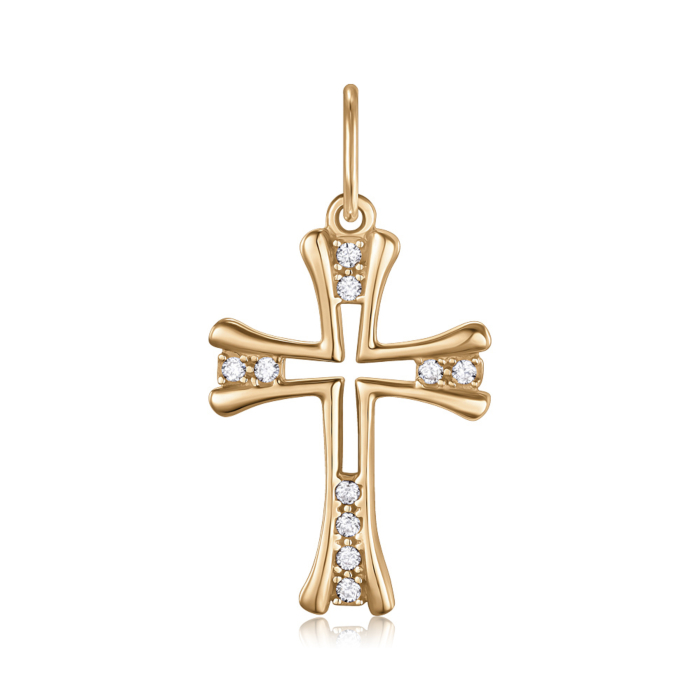 Золотий хрестик з фіанітами. Артикул P-163-P/01/1