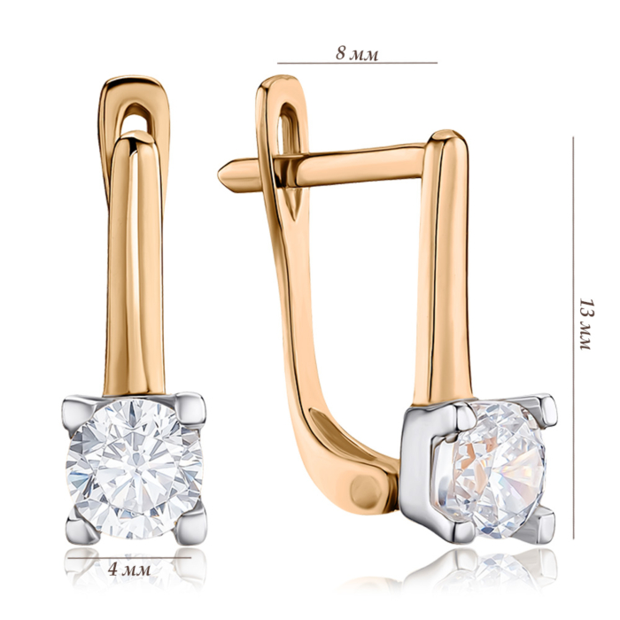 Золоті сережки з фіанітом P-1632-1-E/01/1