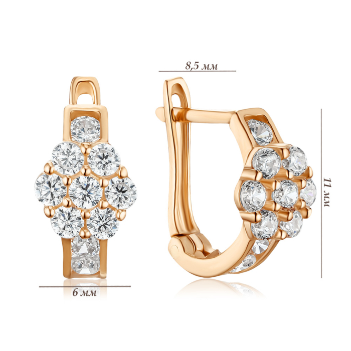 Золоті сережки з фіанітами P-1637-E/01/1