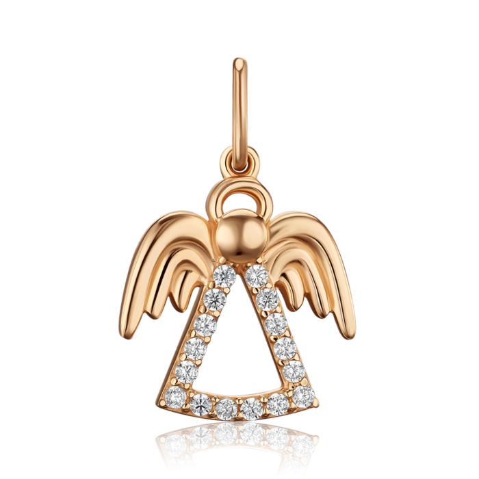 Золота підвіска "Янгол" з фіанітами P-168-P/01/1
