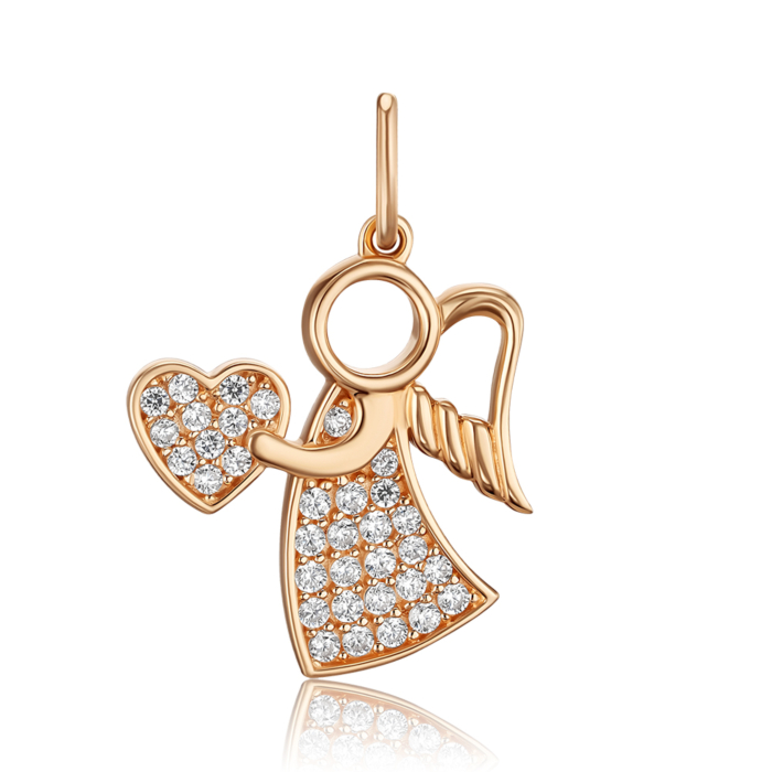 Золота підвіска "Янгол" з фіанітами P-173-P/01/1