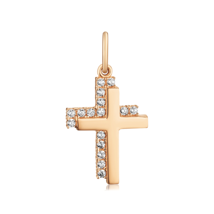 Золотий хрестик з фіанітами P-175-P/01/1