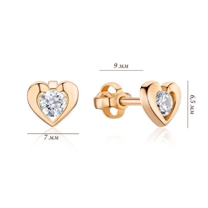 Золоті сережки з фіанітом. Артикул P-180-E/01/1