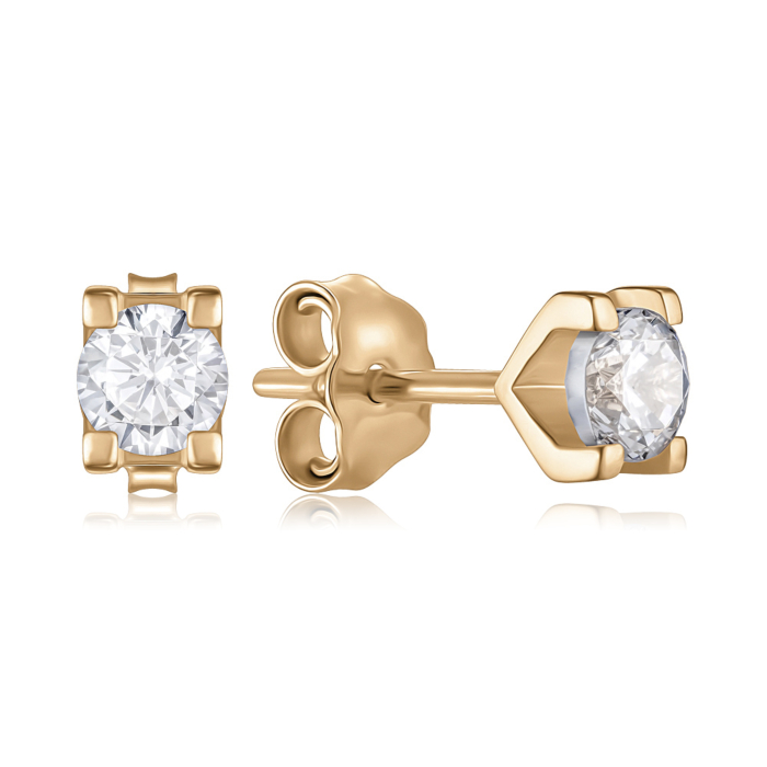 Золоті сережки з фіанітом. Артикул P-1807-E/01/1