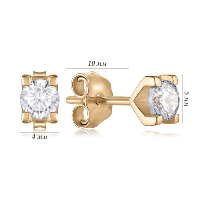 Золоті сережки з фіанітом. Артикул P-1807-E/01/1