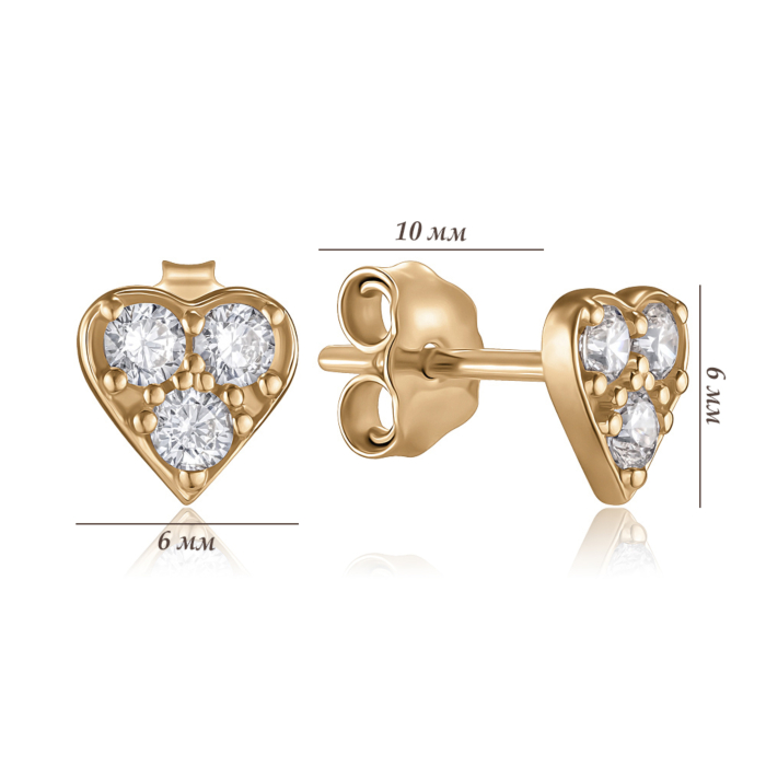 Золотые серьги с фианитами. Артикул P-1813-E/01/1