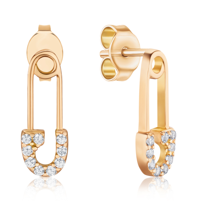 Золоті сережки-пусети з фіанітами P-1820-E/01/1