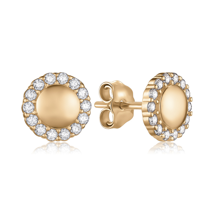 Золотые серьги с фианитами. Артикул P-1824-E/01/1