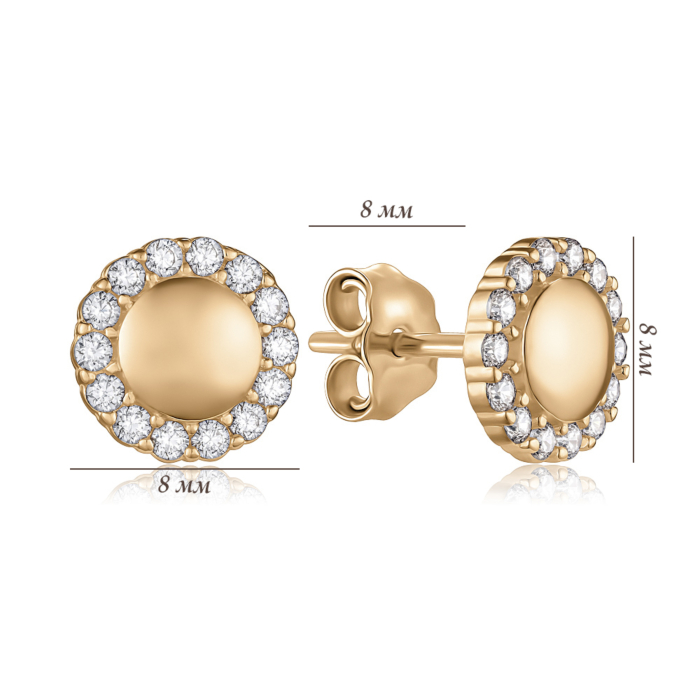 Золотые серьги с фианитами. Артикул P-1824-E/01/1