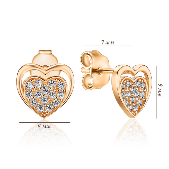 Золоті сережки з фіанітами. Артикул P-1825-E/01/1