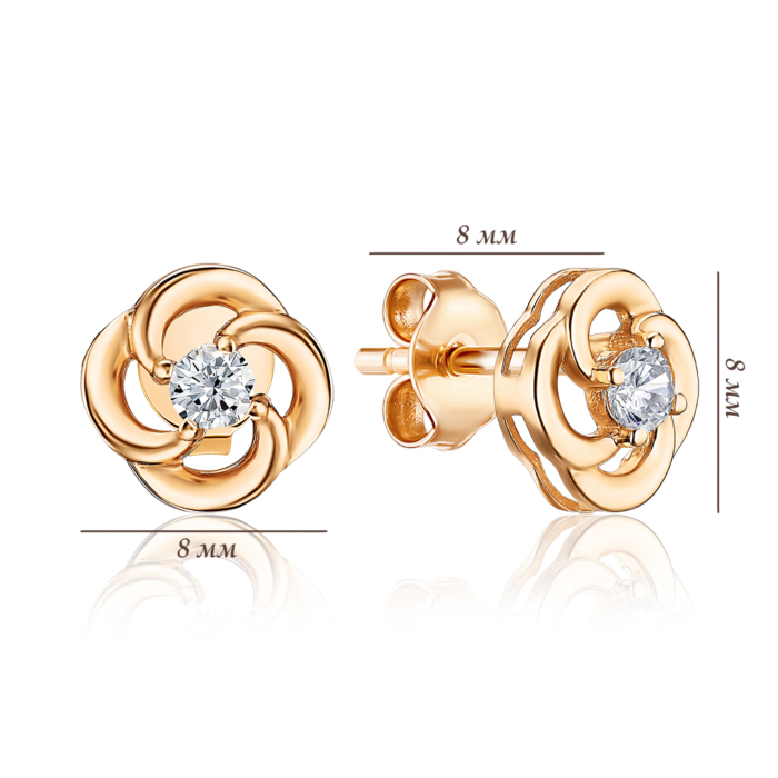 Золоті сережки з фіанітом. Артикул P-1829-E/01/1