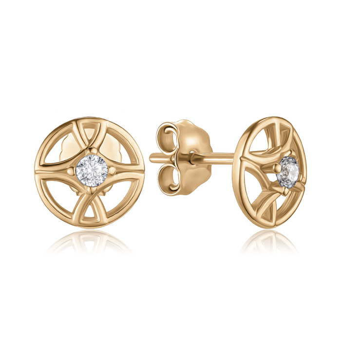 Золоті сережки з фіанітом. Артикул P-1832-E/01/1