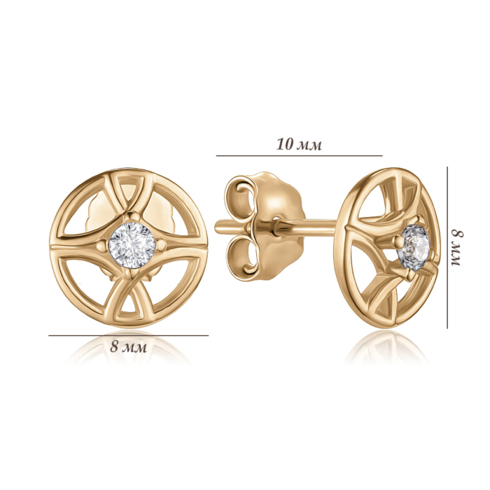 Золоті сережки з фіанітом. Артикул P-1832-E/01/1