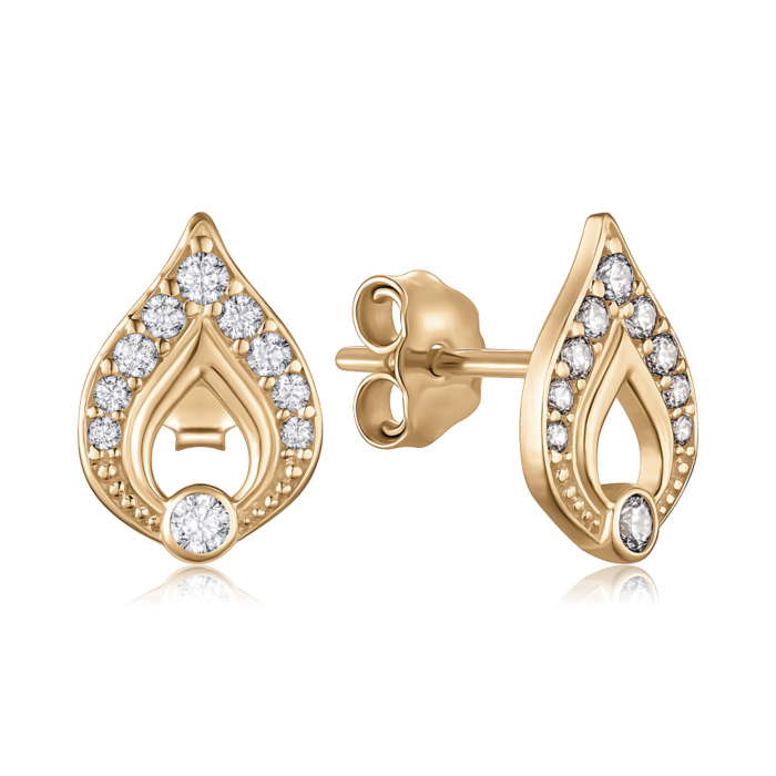 Золоті сережки з фіанітами. Артикул P-1833-E/01/1