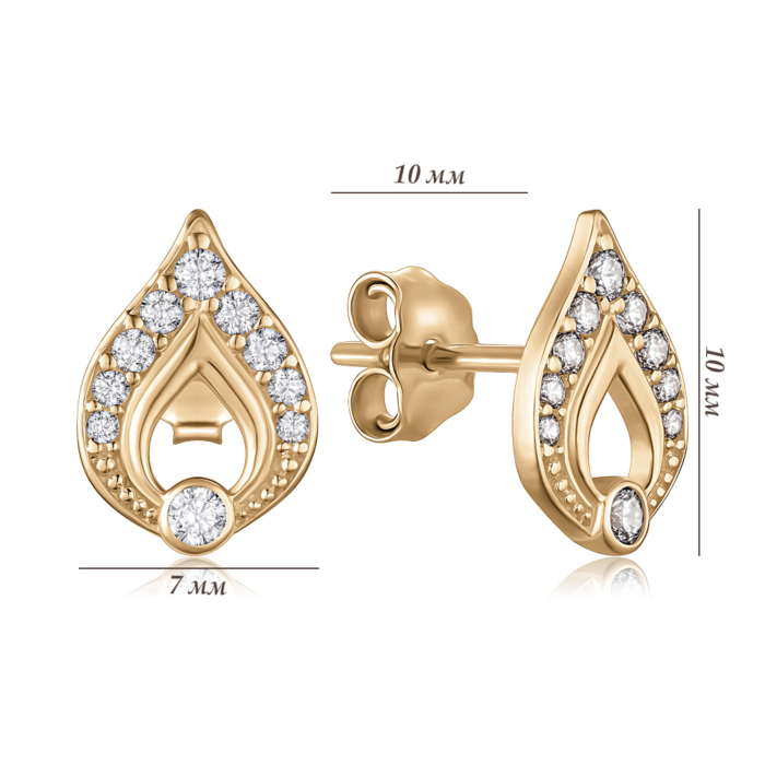 Золоті сережки з фіанітами. Артикул P-1833-E/01/1