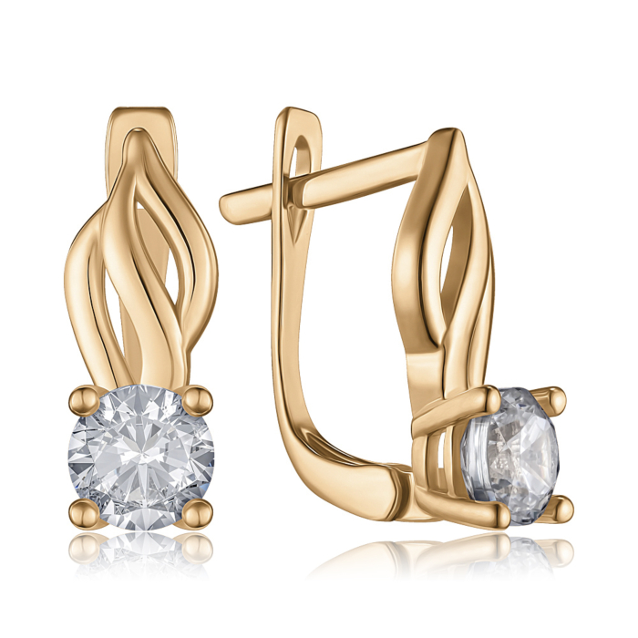 Золоті сережки з фіанітом. Артикул P-1837-E/01/1