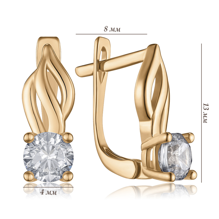 Золоті сережки з фіанітом. Артикул P-1837-E/01/1