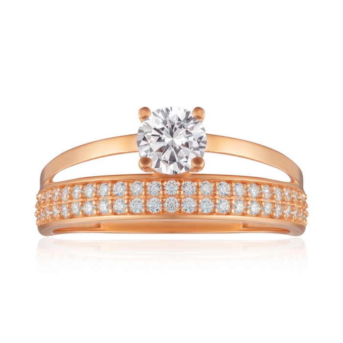 Золотое кольцо с фианитами. Артикул P-1861-R/01/1