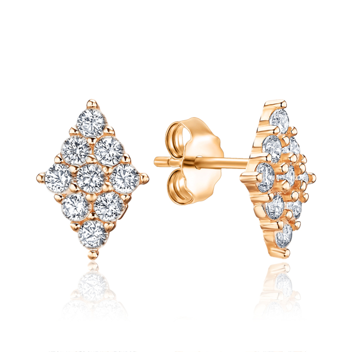 Золотые серьги с фианитами. Артикул P-1880-E/01/1
