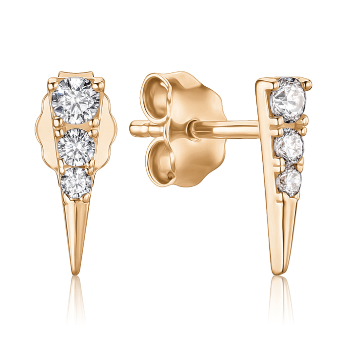 Золотые серьги с фианитами P-1886-E/01/1