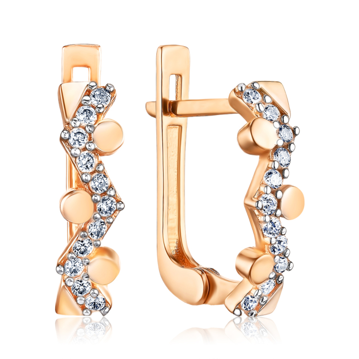 Золоті сережки з фіанітами P-1891-E/01/1