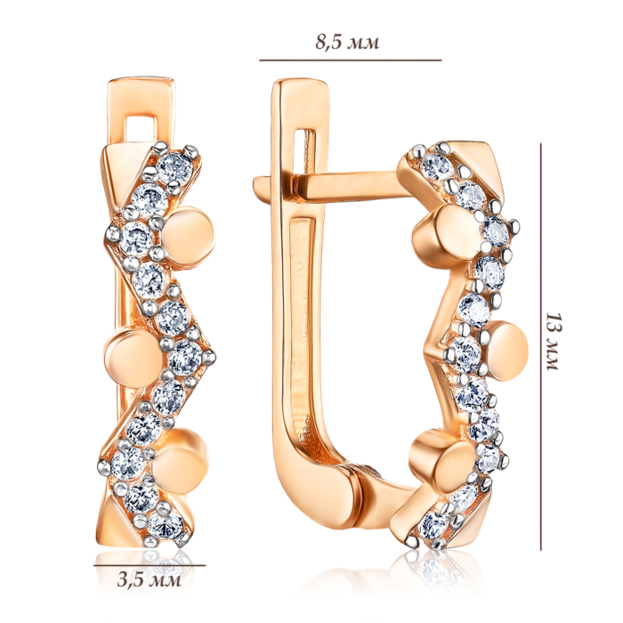 Золоті сережки з фіанітами P-1891-E/01/1