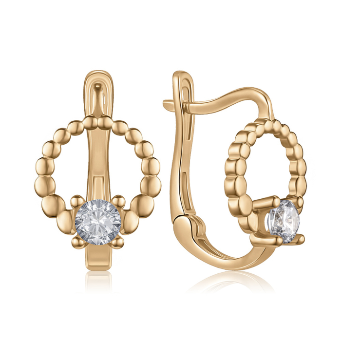 Золоті сережки з фіанітом. Артикул P-1897-E/01/1