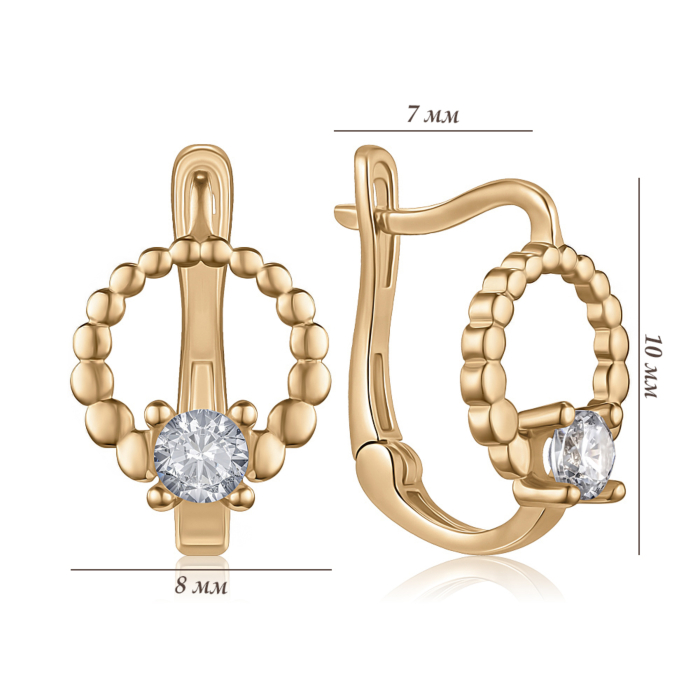 Золоті сережки з фіанітом. Артикул P-1897-E/01/1