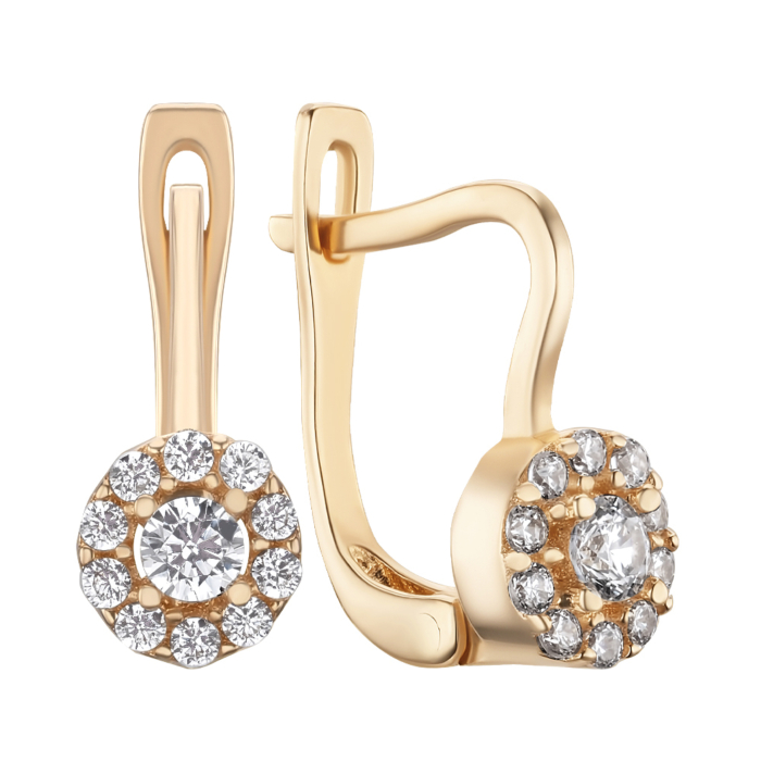 Серьги из красного золота с фианитами P-1898-E/01/1