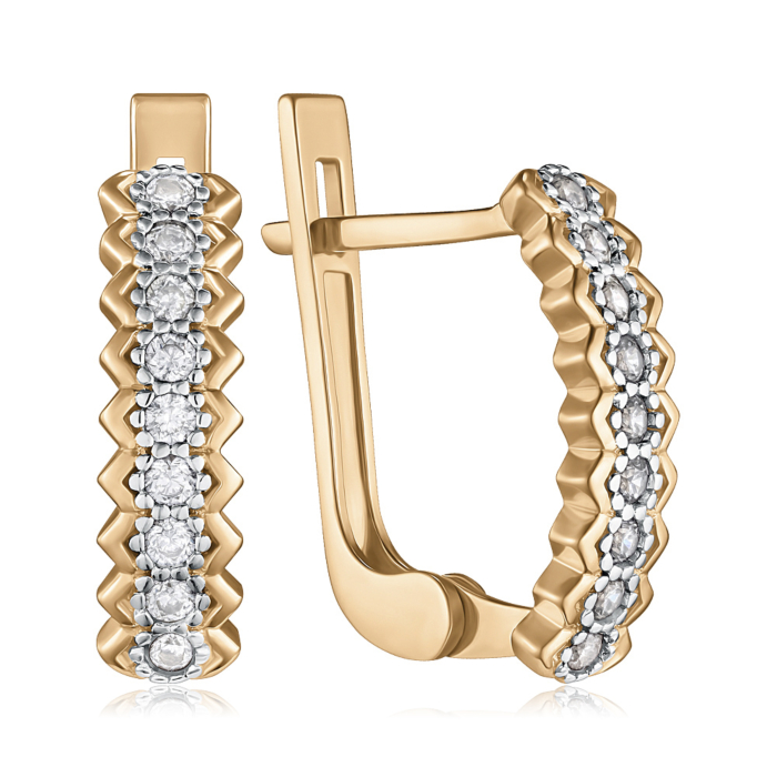 Золоті сережки з фіанітами. Артикул P-1907-E/01/1