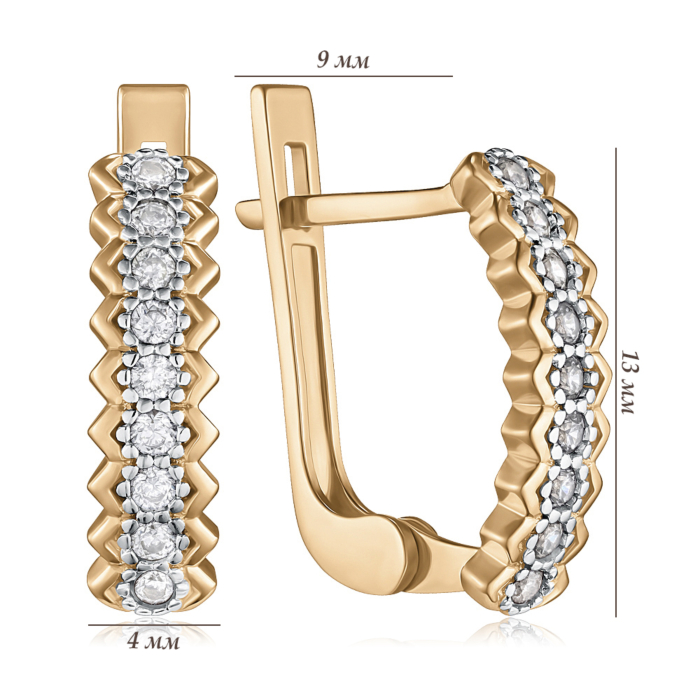 Золоті сережки з фіанітами. Артикул P-1907-E/01/1