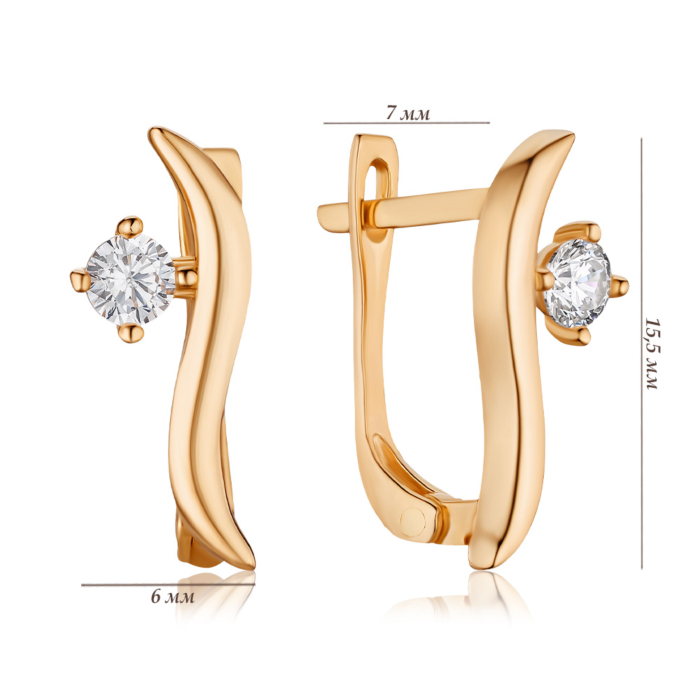 Золоті сережки з фіанітом P-1910-E/01/1