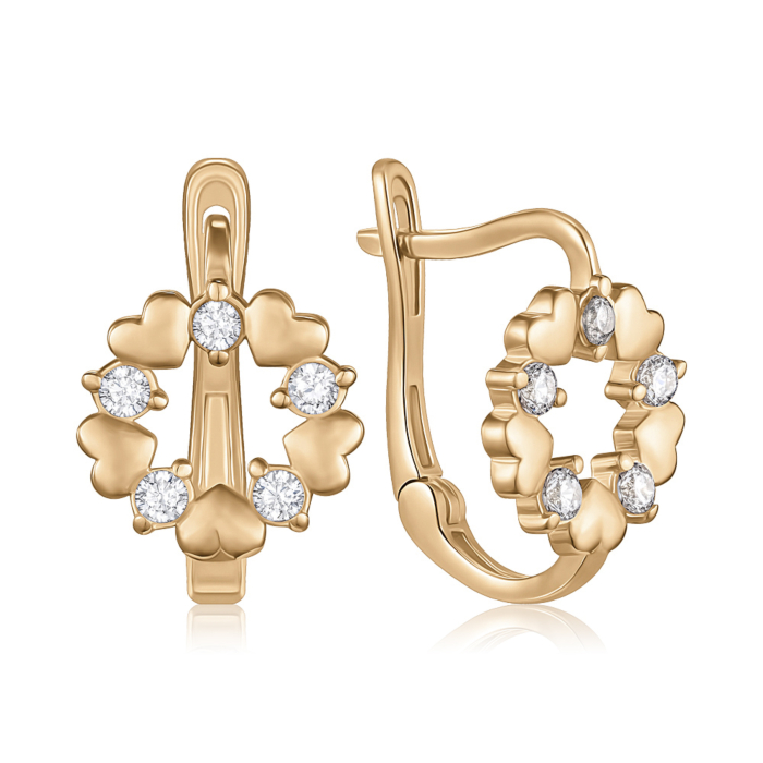 Золотые серьги с фианитами. Артикул P-1916-E/01/1