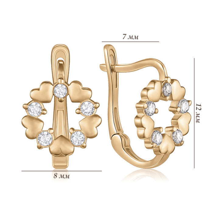 Золотые серьги с фианитами. Артикул P-1916-E/01/1