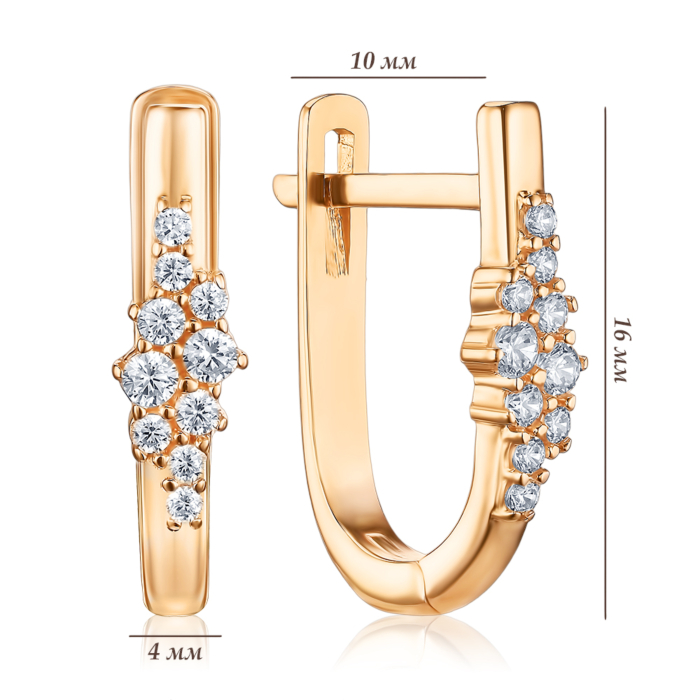 Золоті сережки з фіанітами P-1921-E/01/1