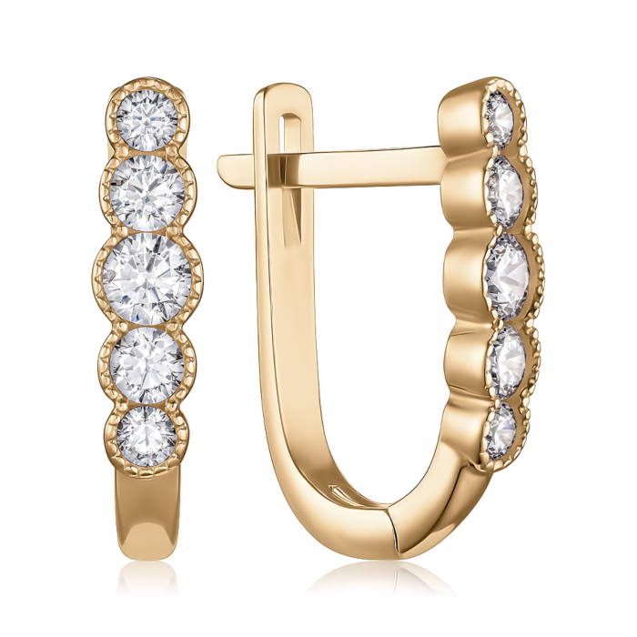 Золоті сережки з фіанітами. Артикул P-1929-E/01/1