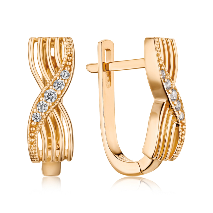 Золоті сережки з фіанітами P-1934-E/01/1