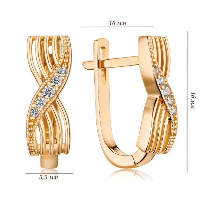 Золоті сережки з фіанітами P-1934-E/01/1