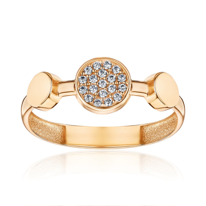 Каблучка з червоного золота з фіанітами P-1946-R/01/1