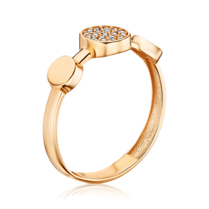 Каблучка з червоного золота з фіанітами P-1946-R/01/1