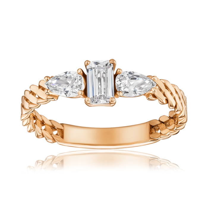 Золота каблучка з фіанітами P-1995-R/01/1