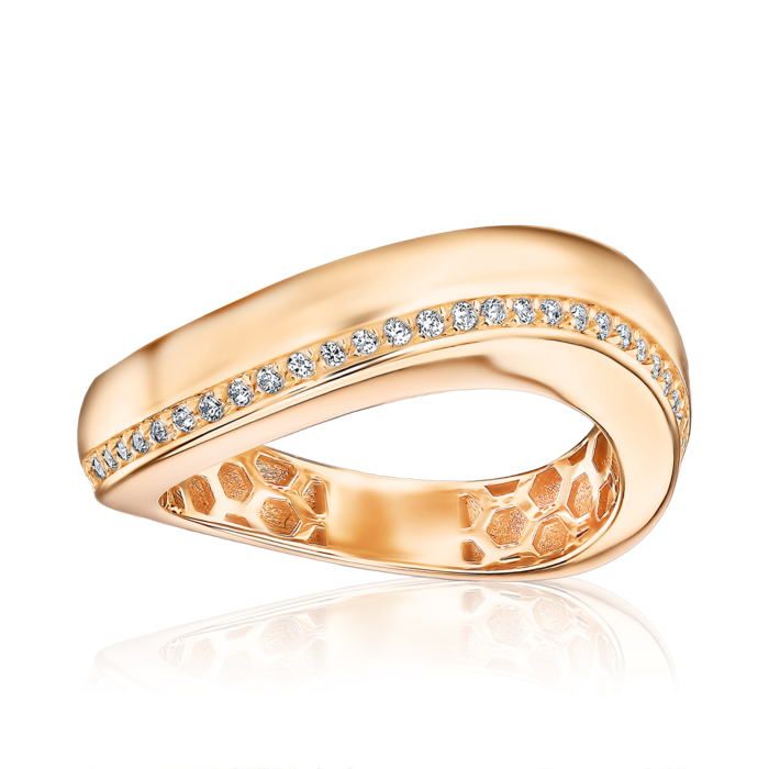 Золотое кольцо с фианитами. Артикул P-2037-R/01/1