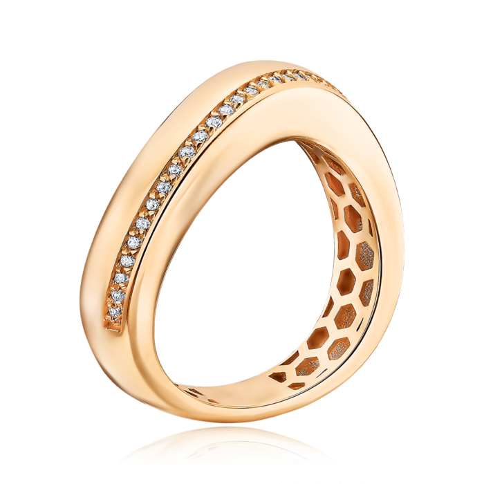 Золотое кольцо с фианитами. Артикул P-2037-R/01/1
