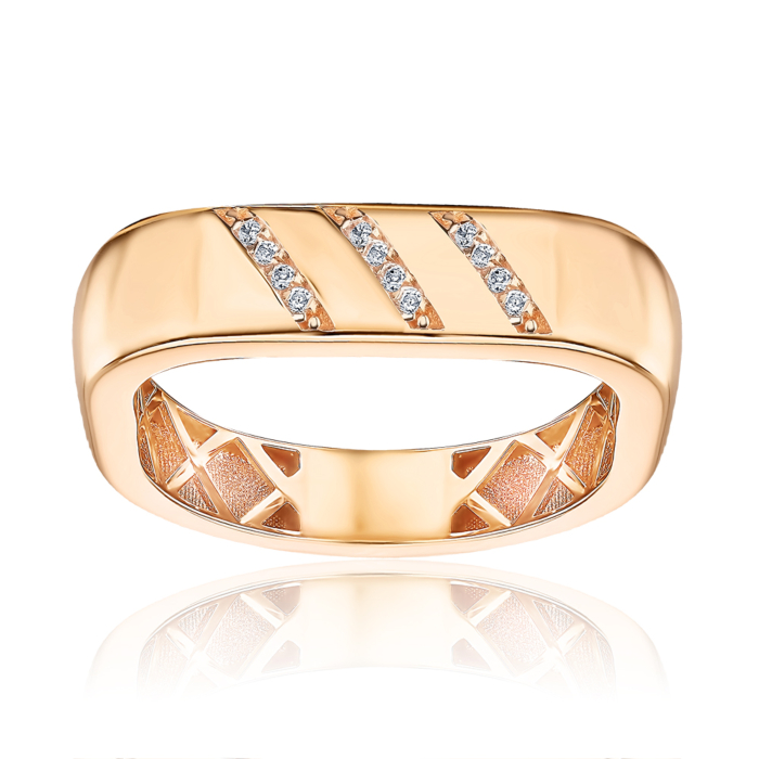 Золотое кольцо с фианитами. Артикул P-2040-R/01/1