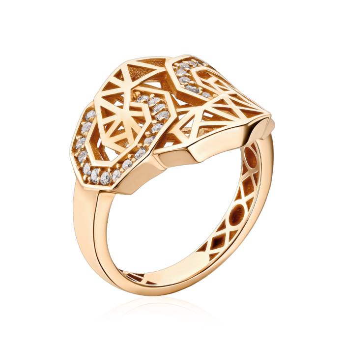 Золота каблучка з фіанітами P-2041-R/01/1
