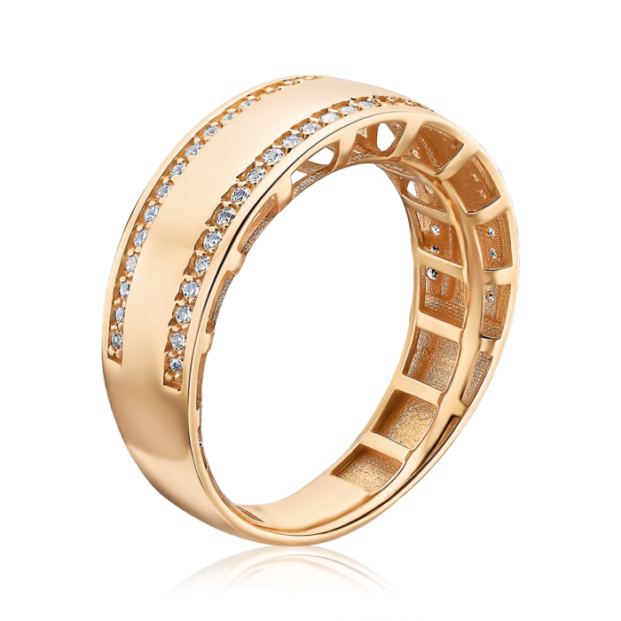 Золота каблучка з фіанітами. Артикул P-2043-R/01/1