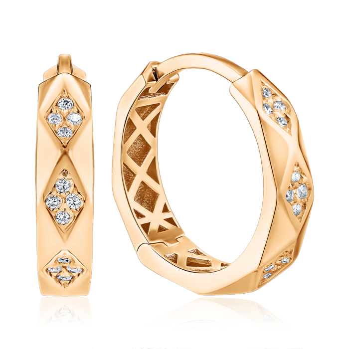 Золоті сережки-конго з фіанітами P-2051-E/01/1