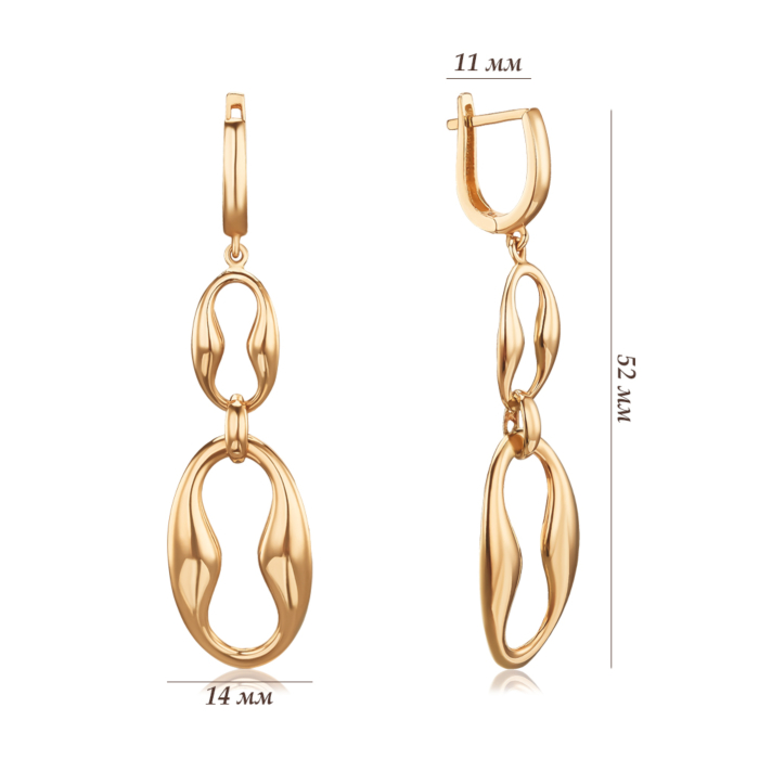 Золоті сережки-підвіски без вставки P-2076-E/01